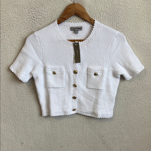 J Crew White Short-sleeve sweater lady jacket Womens‎ Small